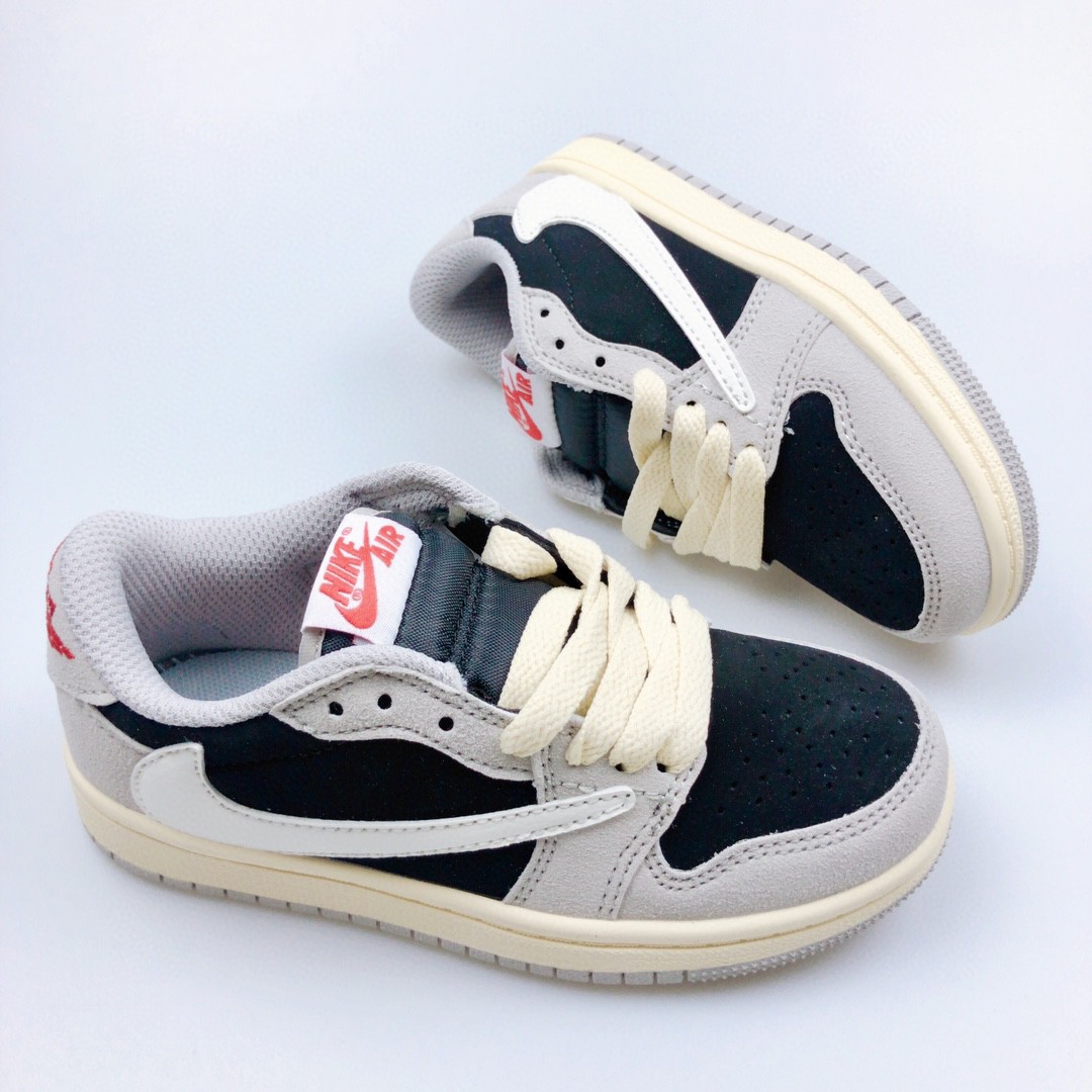 Youth Running Weapon Air Jordan 1 x Travis Scott Navy/Cream Shoes 006